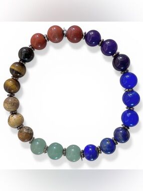 YS India 925 Sterling Silver Multi Stone Stretch Bracelet